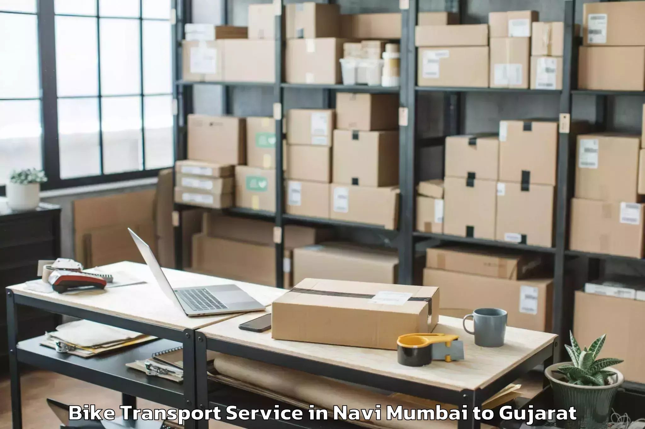 Book Navi Mumbai to Limbdi Bike Transport Online